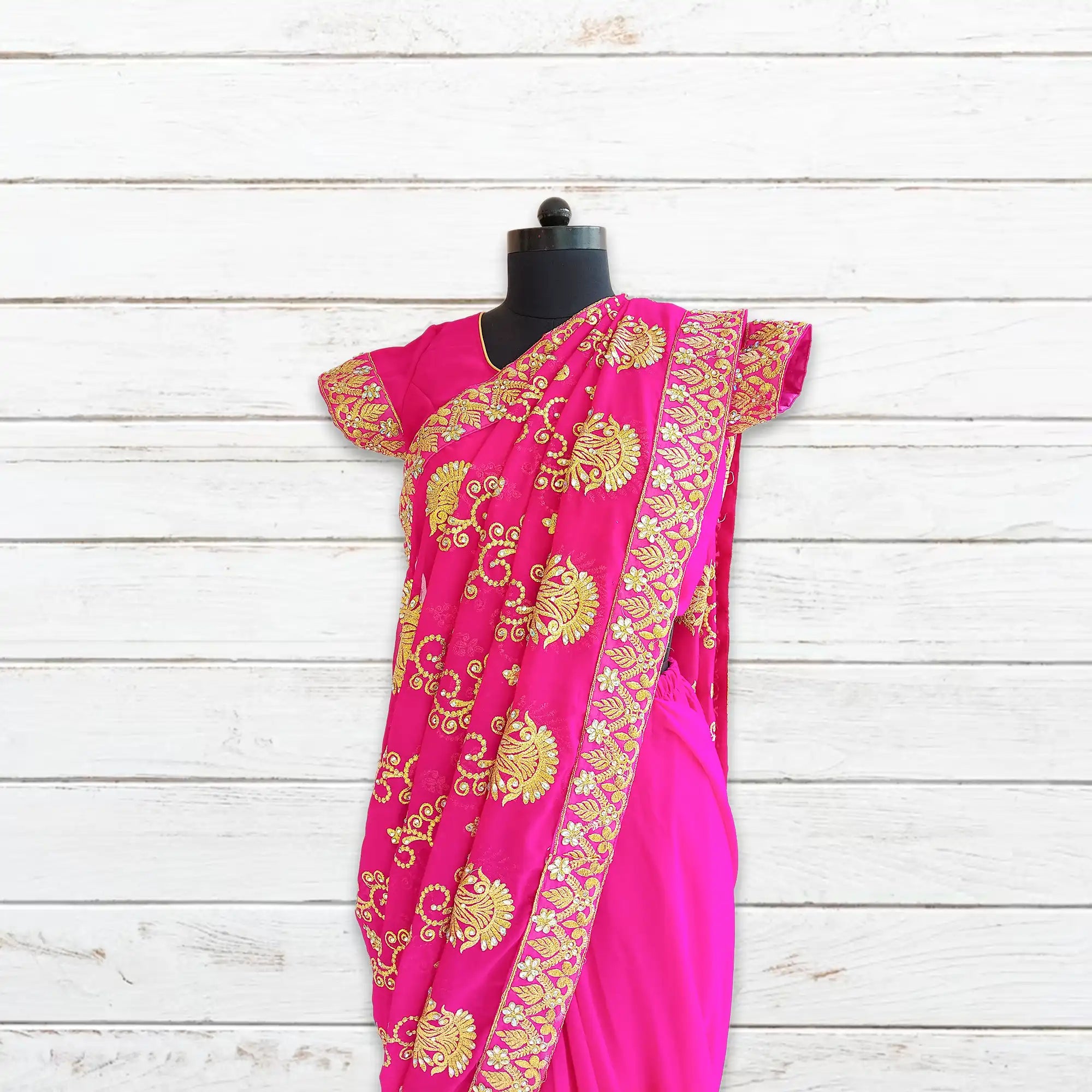 Dark Pink Indian Ready to Wear Saree S 03