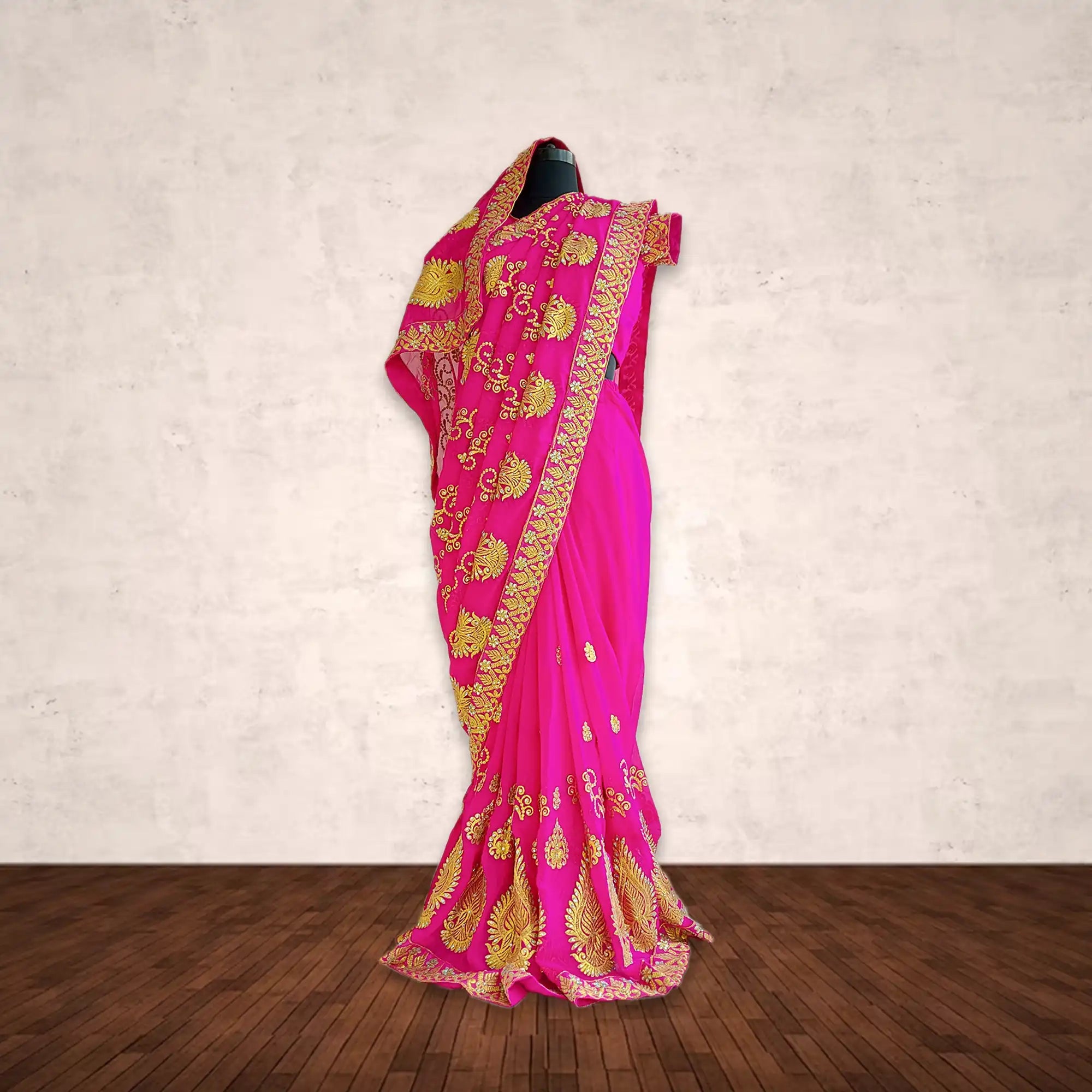 Dark Pink Indian Ready to Wear Saree S 03