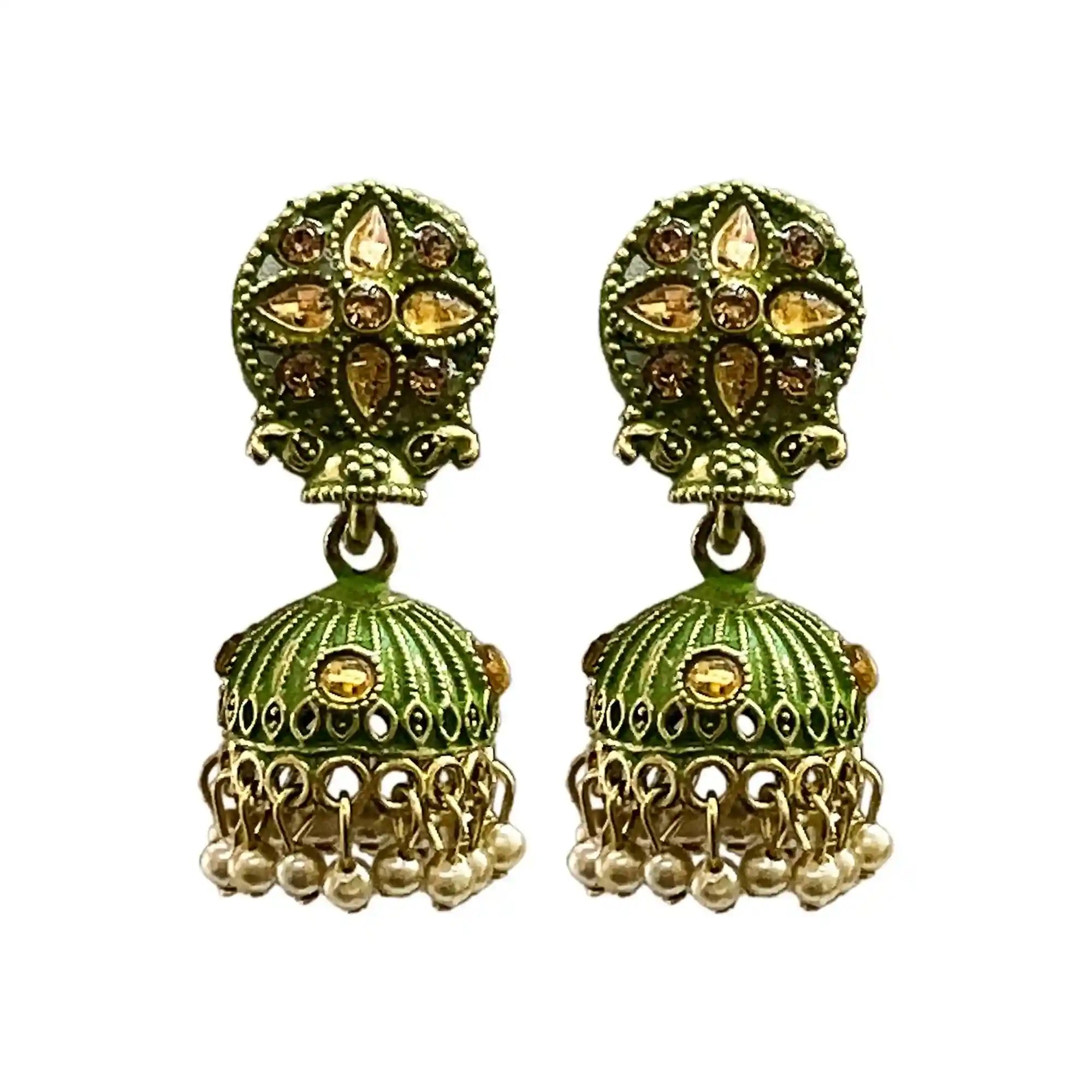 traditional jumka earrings, punjabi earring, pearl stone jhumka