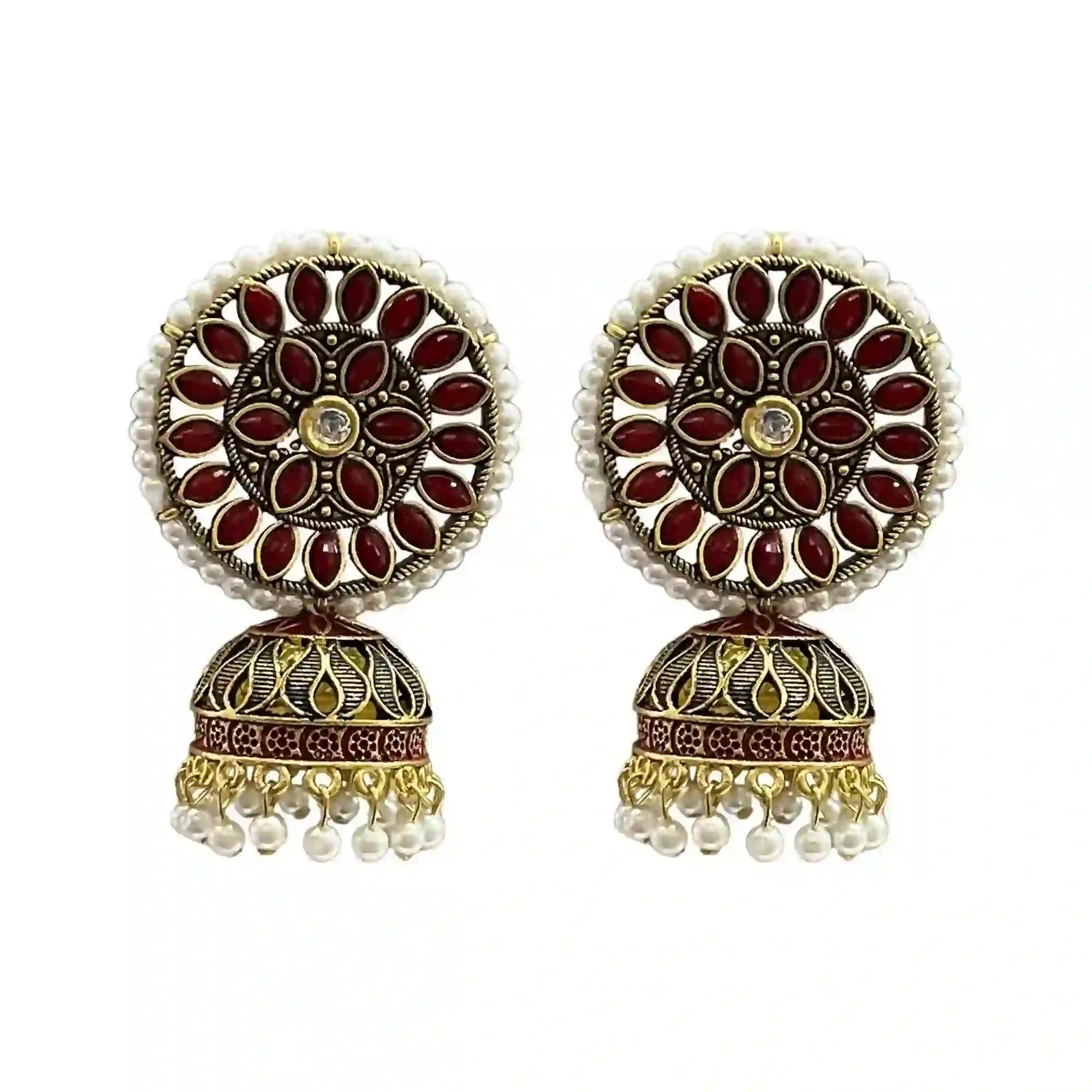 Kudan stone jhumka earrings, navrati best earrings, wedding jhumka earrings, oxidised earring