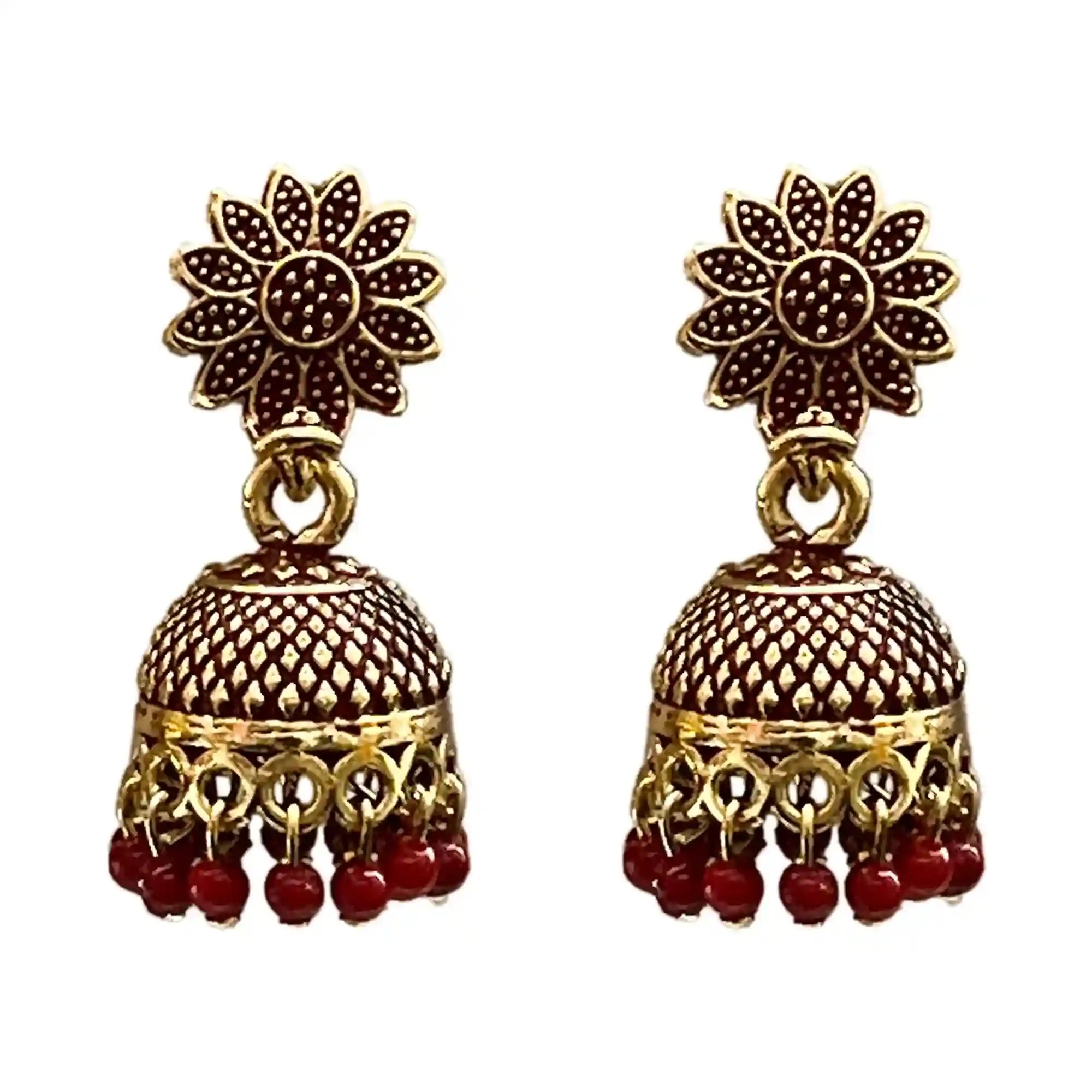 Flower Design Traditional Jhumka Earrings IJMCE 15