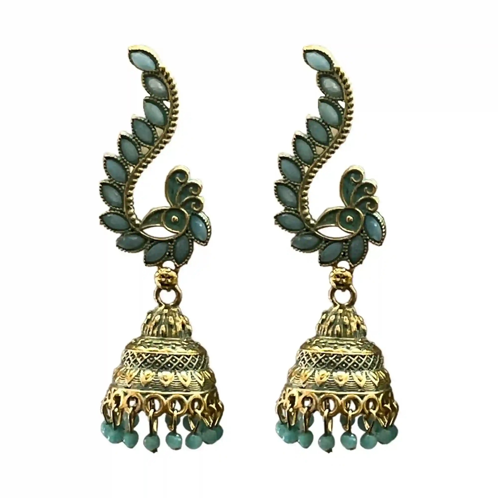 peacock design earrings, pearl jhumka, stylish and unique earrings