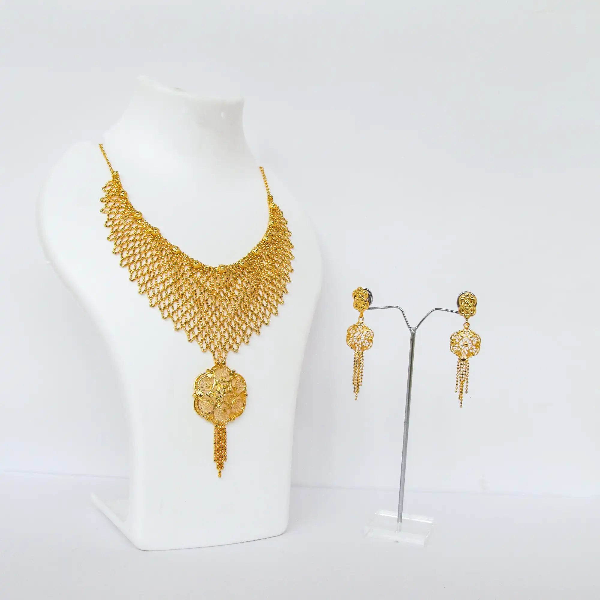 Gold-Plated Necklace set, Layered necklace set, earrings with necklace set, gold-plated jewelry