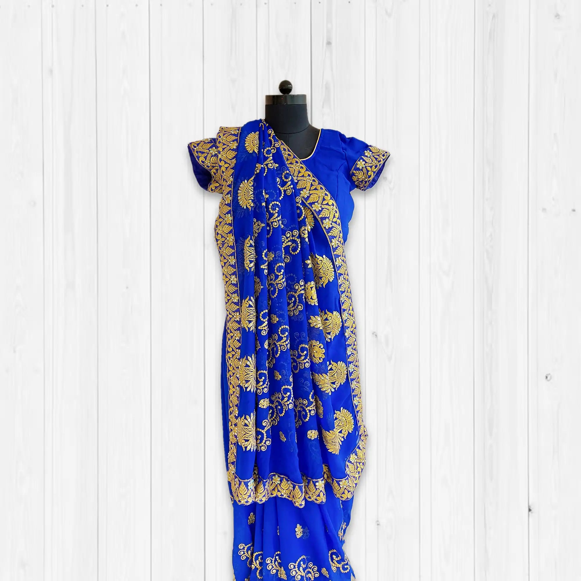 Blue Embroidery Saree Blouse for Wedding S 02