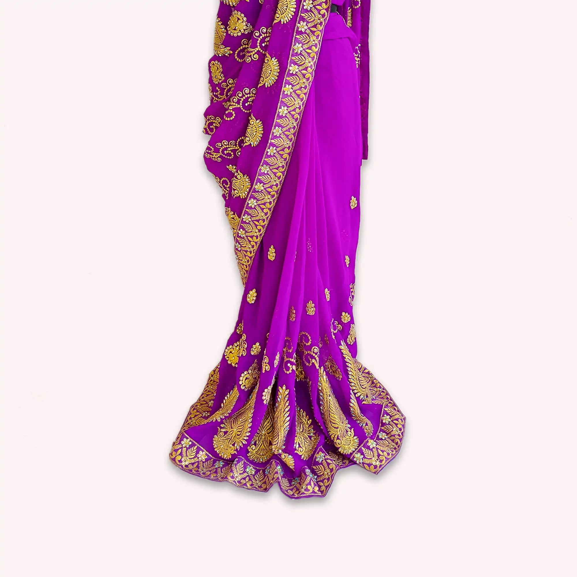 Purple Chiffon Ready Made Saree Blouse S 10