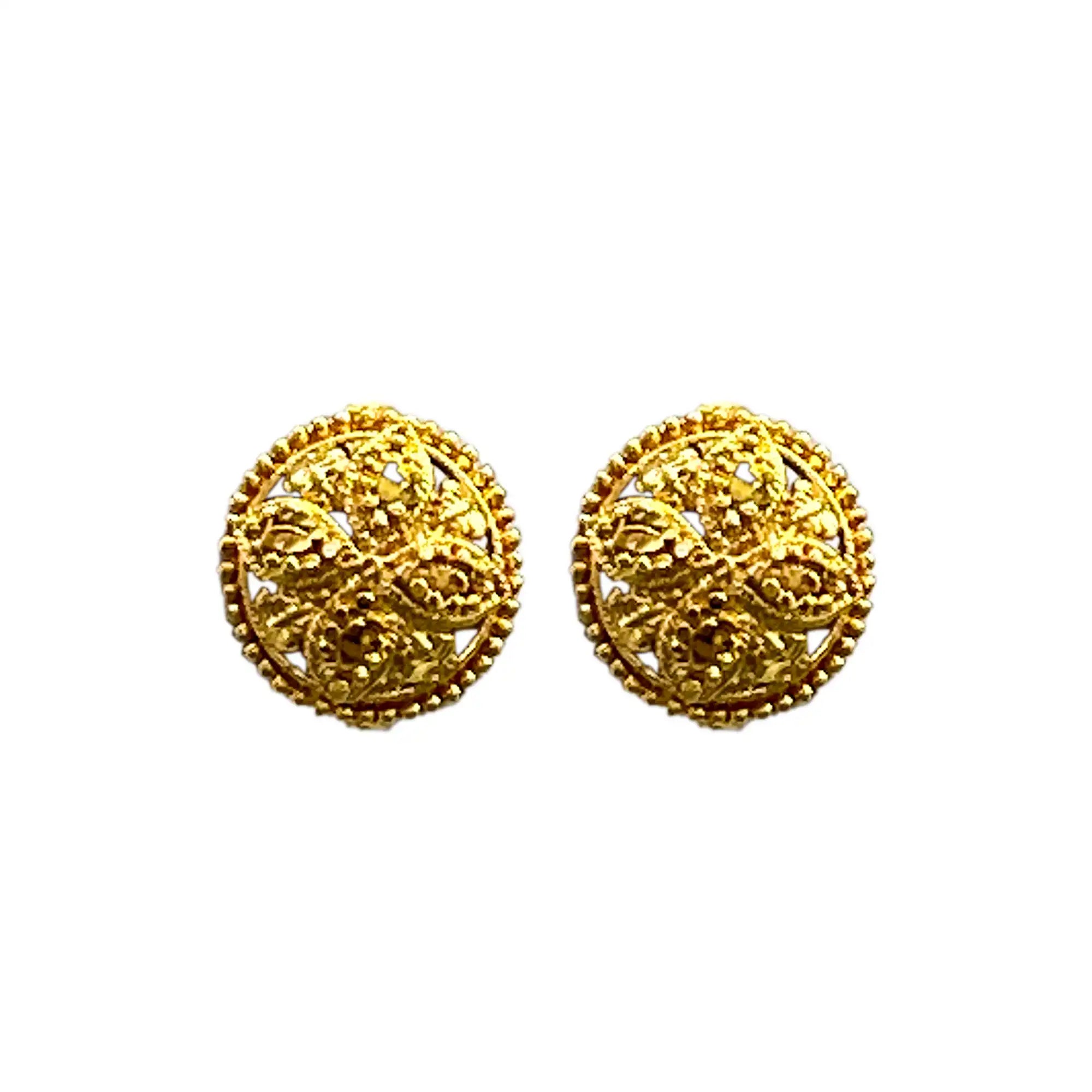 Gold-plated Floral Round Earrings SE 07