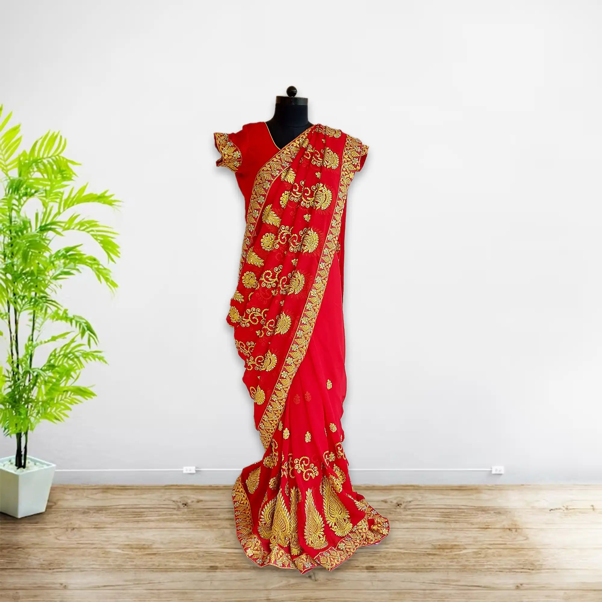 One Minute Saree, saree for wedding guest, Embroidered Chiffon Sarees, bridal saree, ready to wear saree