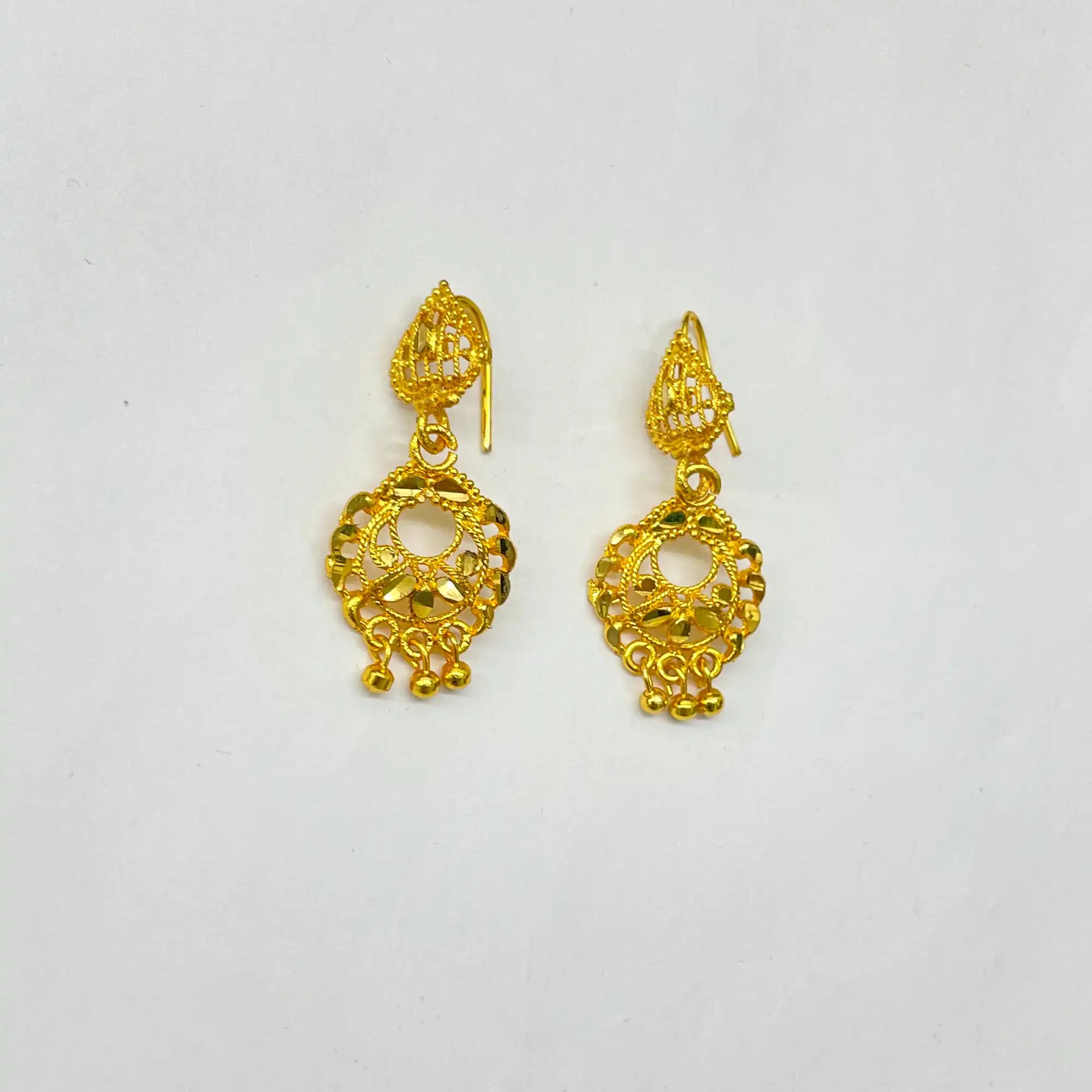 Gold Leaf Round Drop Earrings IJMGE 71