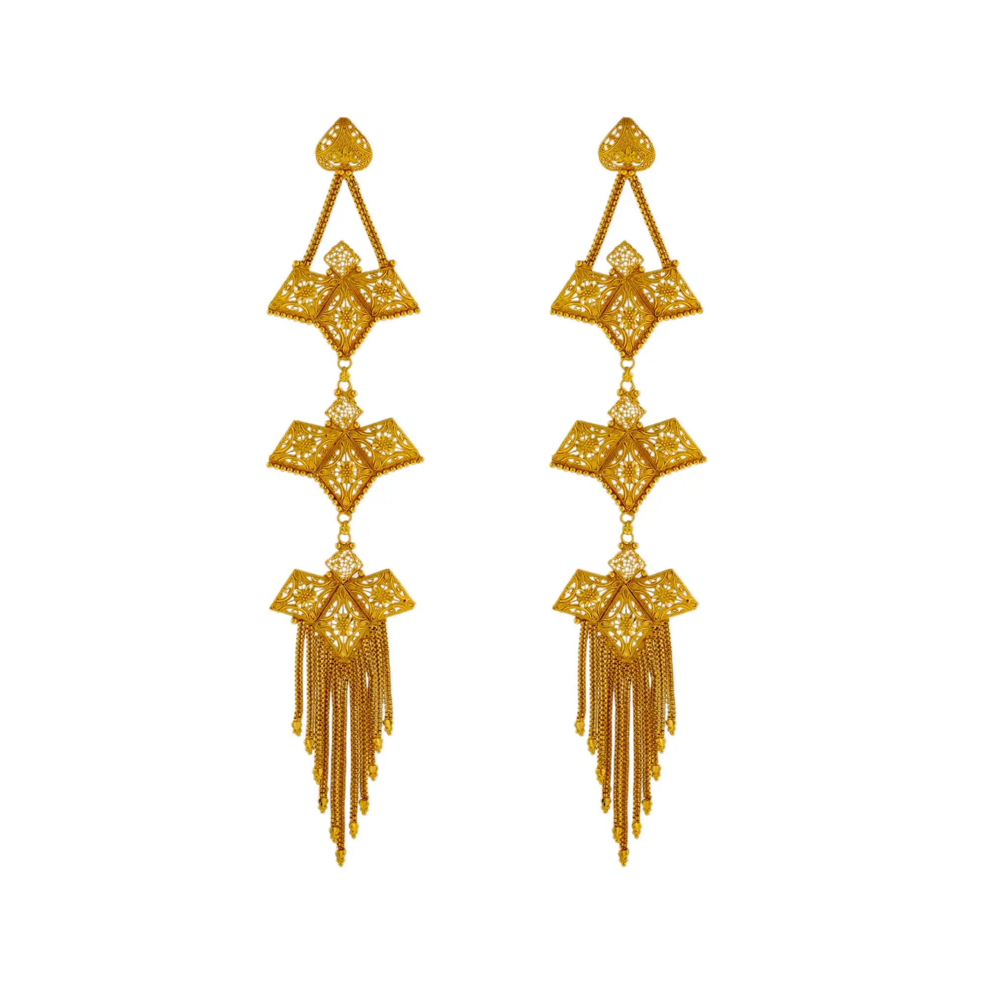 Gold Plated Chandelier Earrings SME 09
