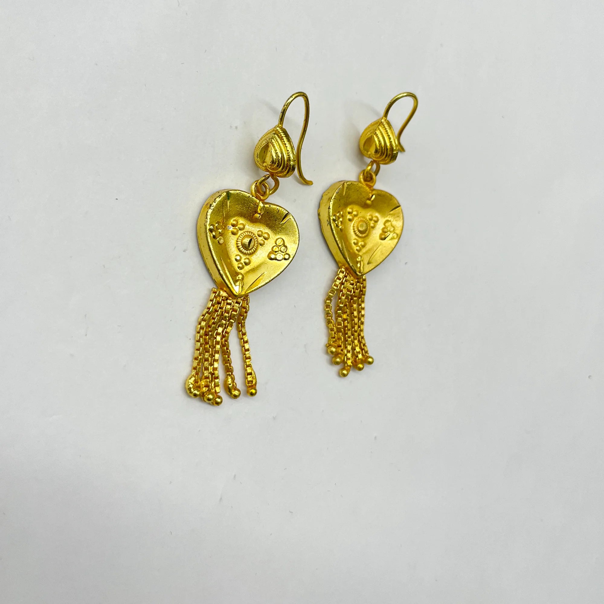 Heart Gold Dangle Earrings IJMGE 20