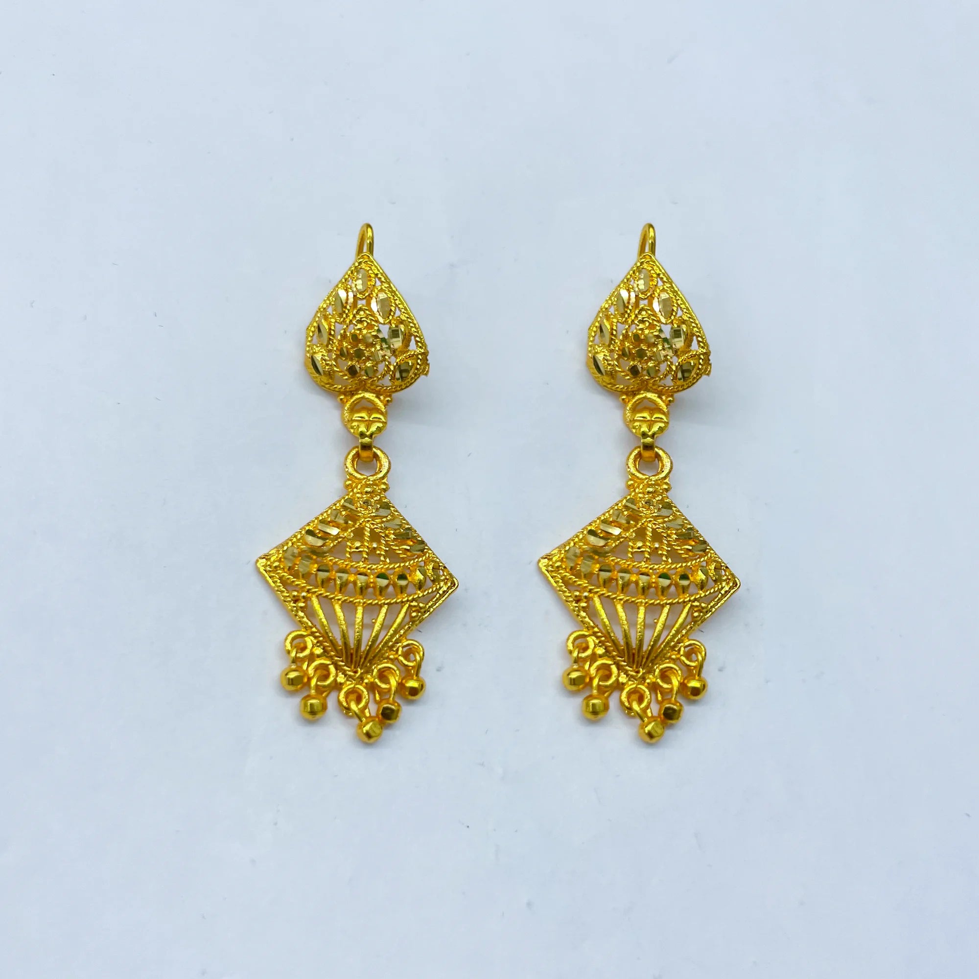 Leaf with Square Gold Earrings IJMGE 10
