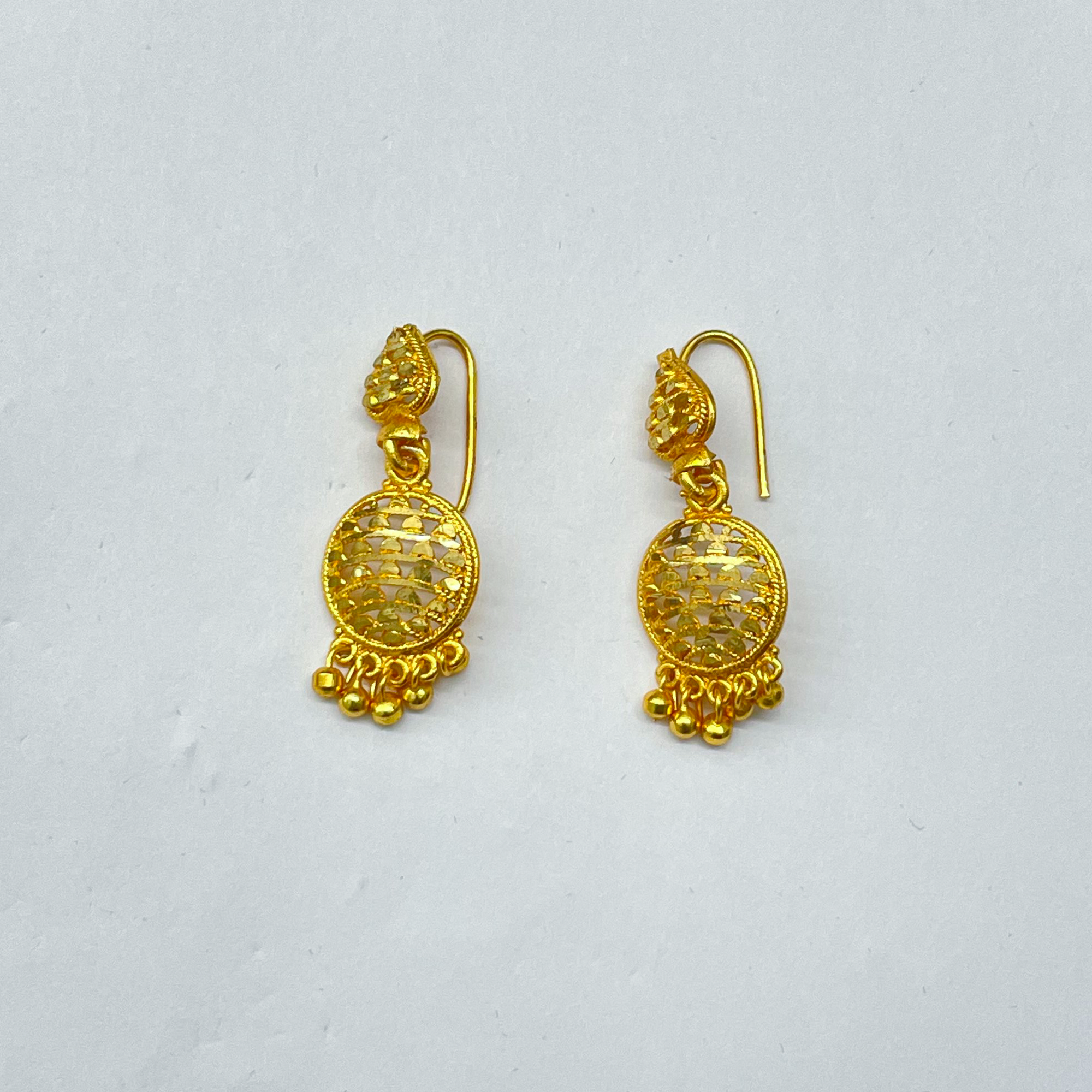 Gold Round Drop Earrings IJMGE 48
