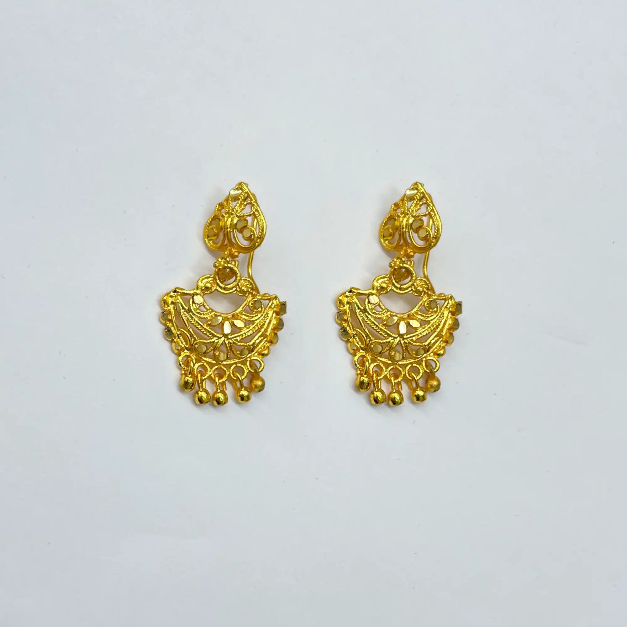Heart Leaf Gold Drop Earrings IJMGE 31