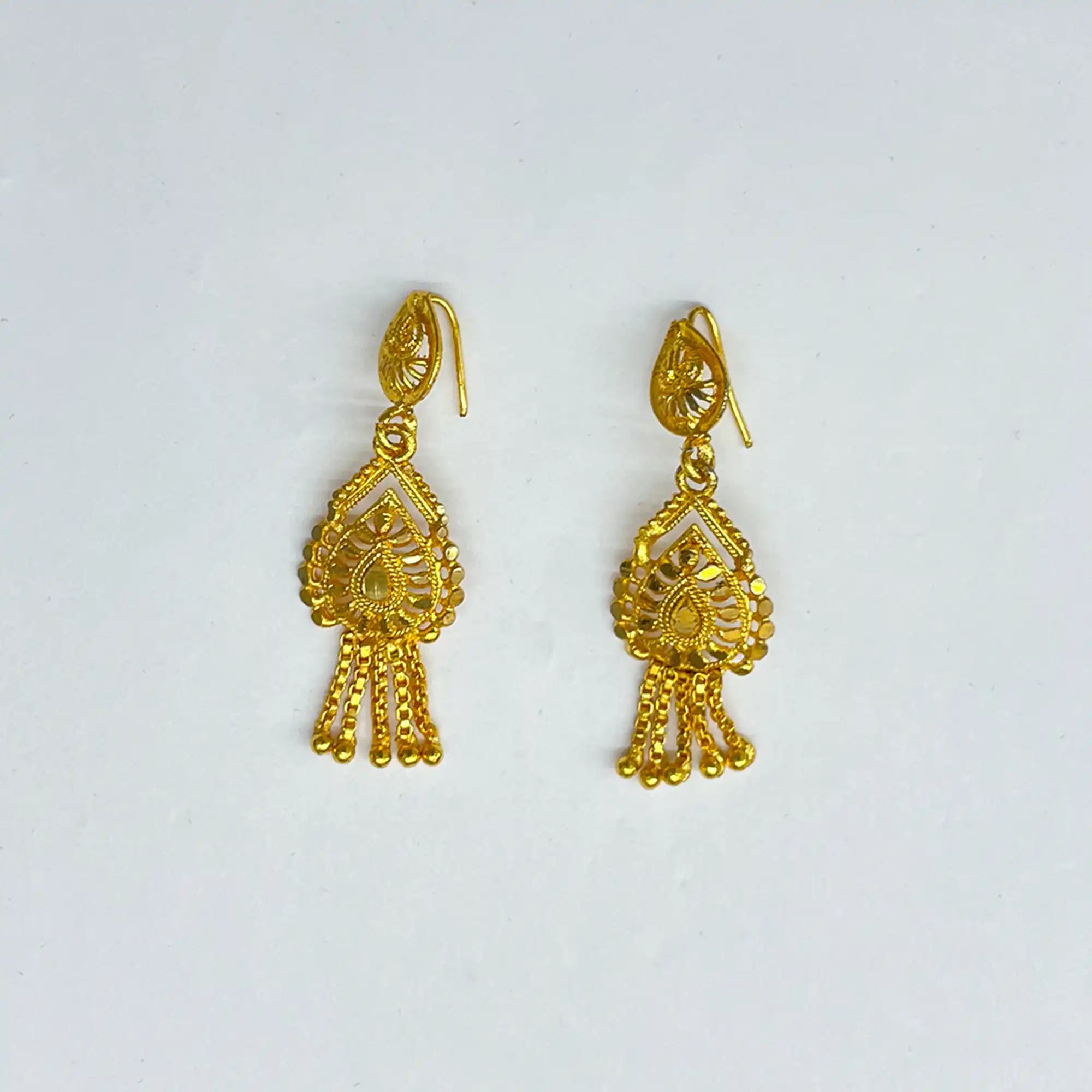Gold Earrings With Leaf Design IJMGE 11