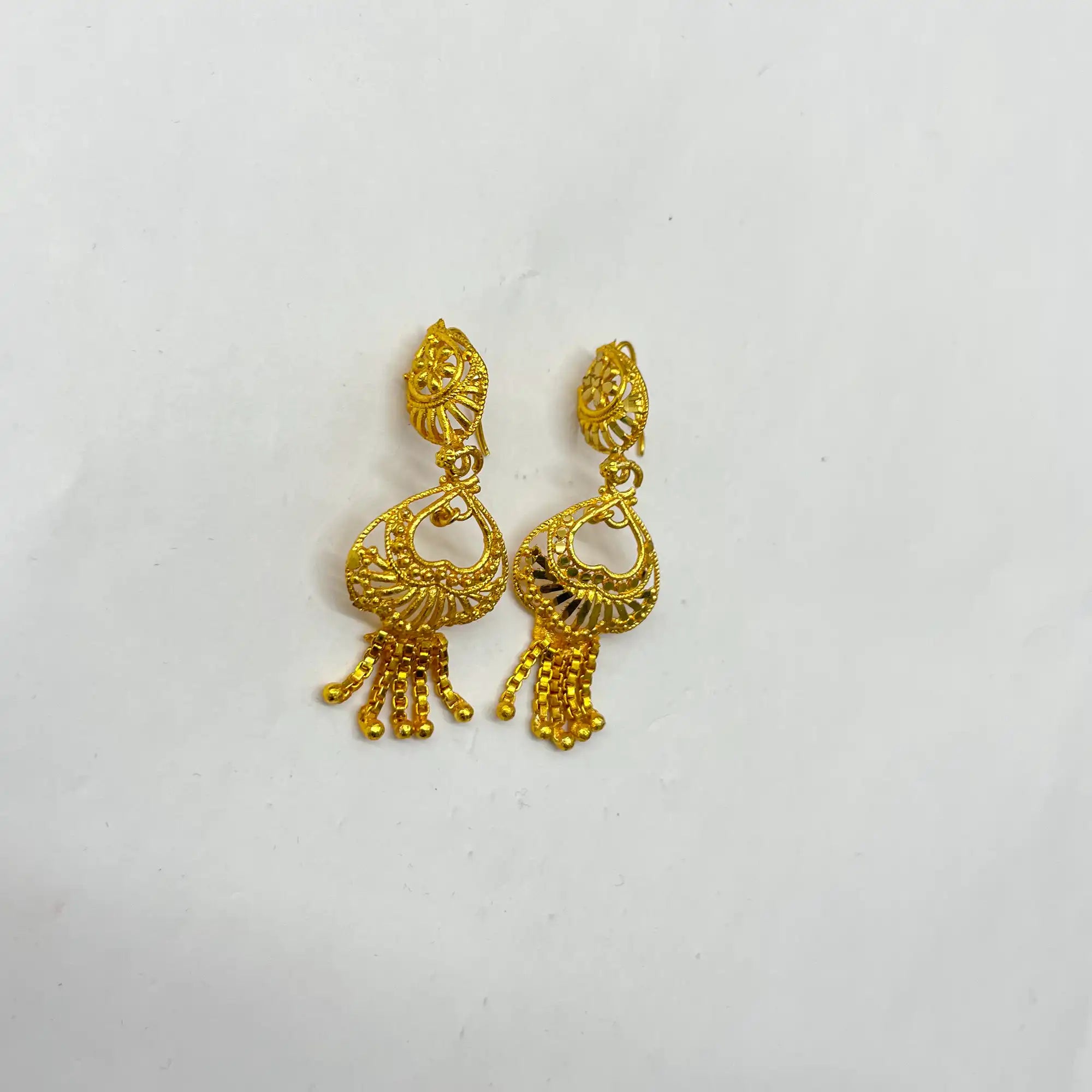 Heart Dangle Golden Earrings IJMGE 18