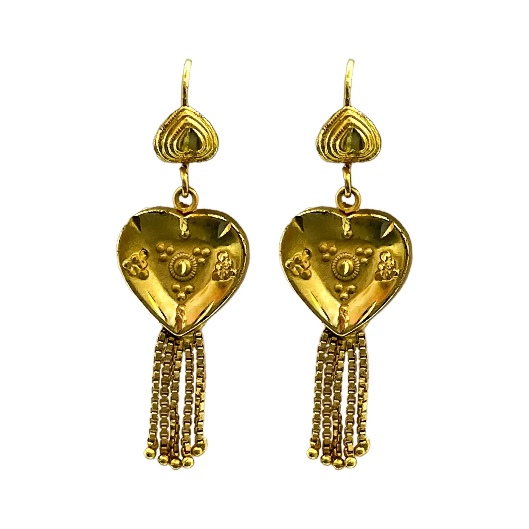 Heart Gold Dangle Earrings IJMGE 20