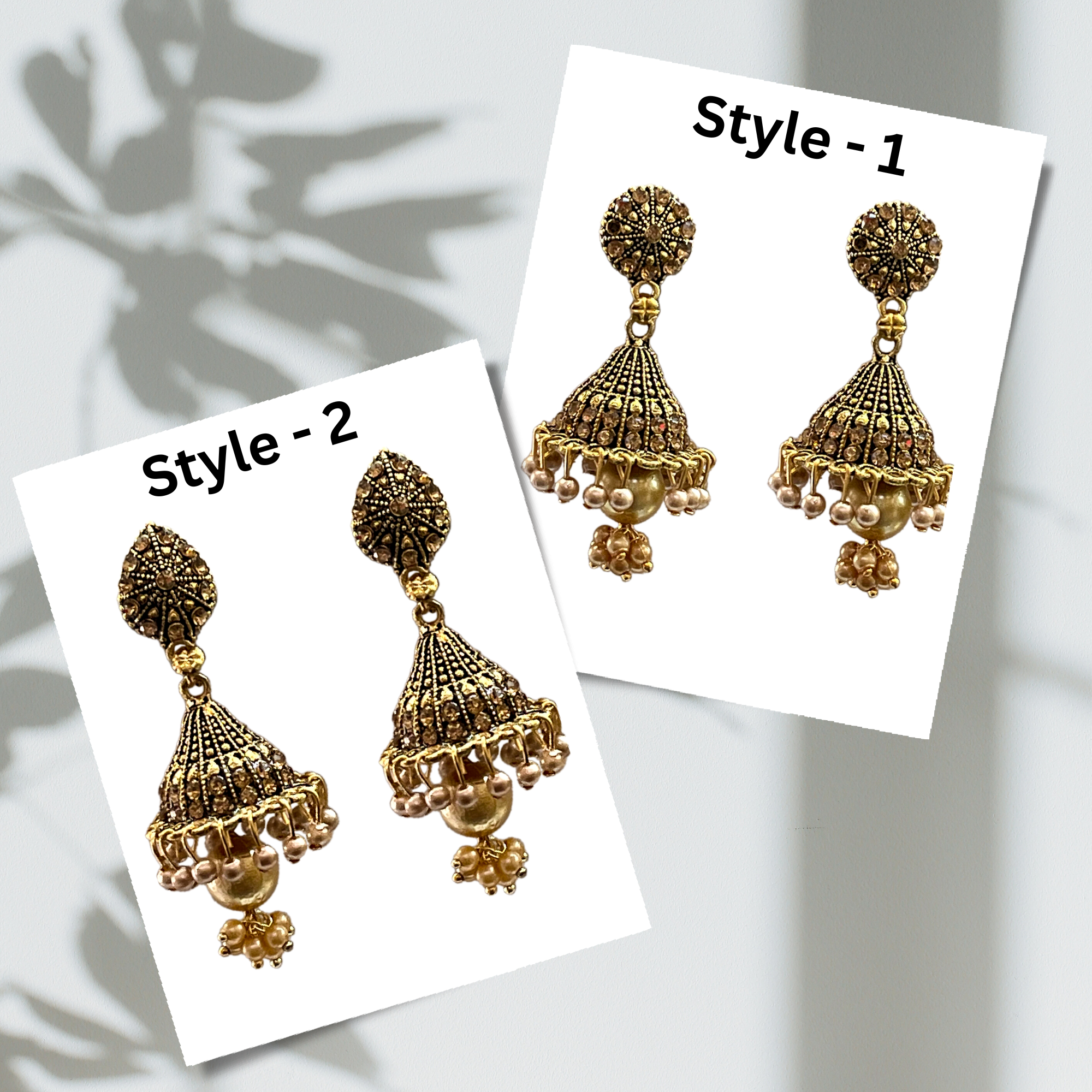 gold-plated drop earrings, women's jhumka earrings, dainty traditional earrings