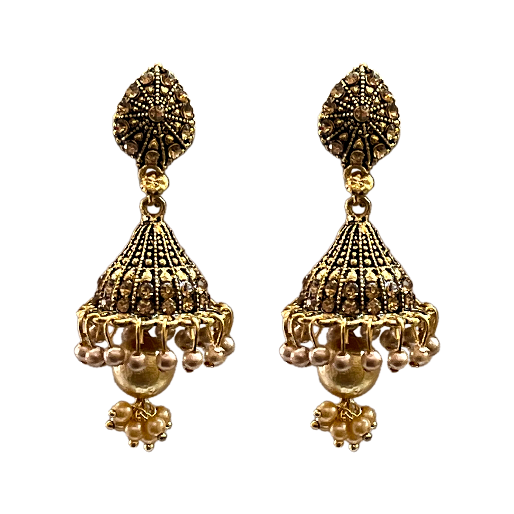 Gold Plated Antique Jhumki Earrings