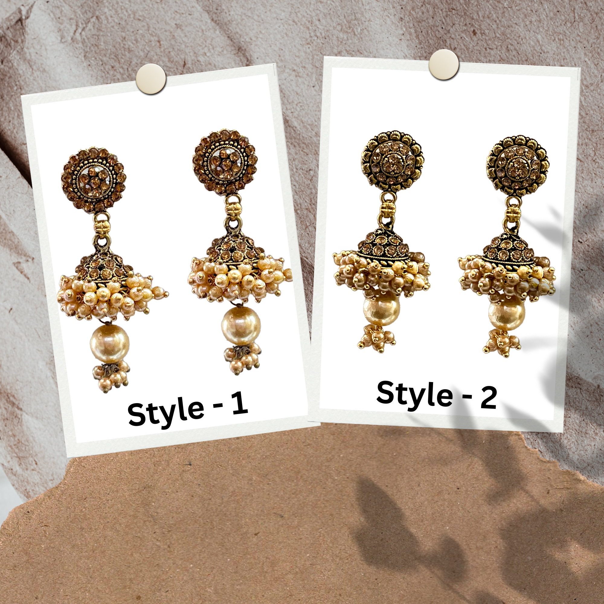 gold-plated jhumka earrings, drop earrings, pakistani earrings
