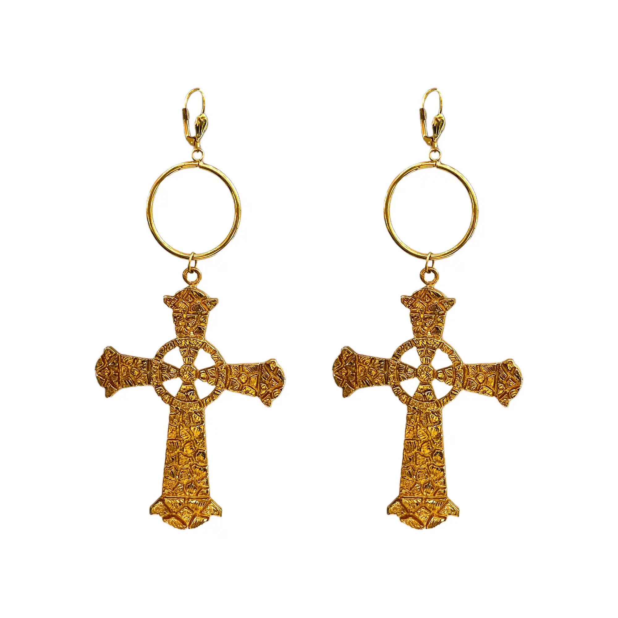 Filigree Cross Bali Dangle Earrings