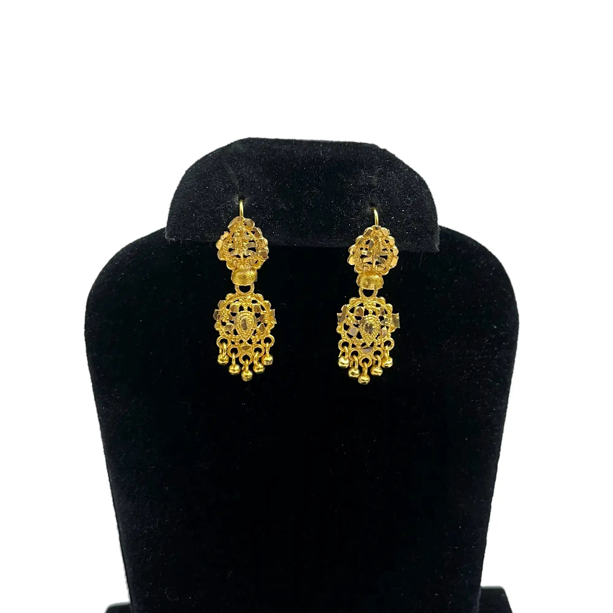 22K gold plated earrings, drop earrings, gift for her