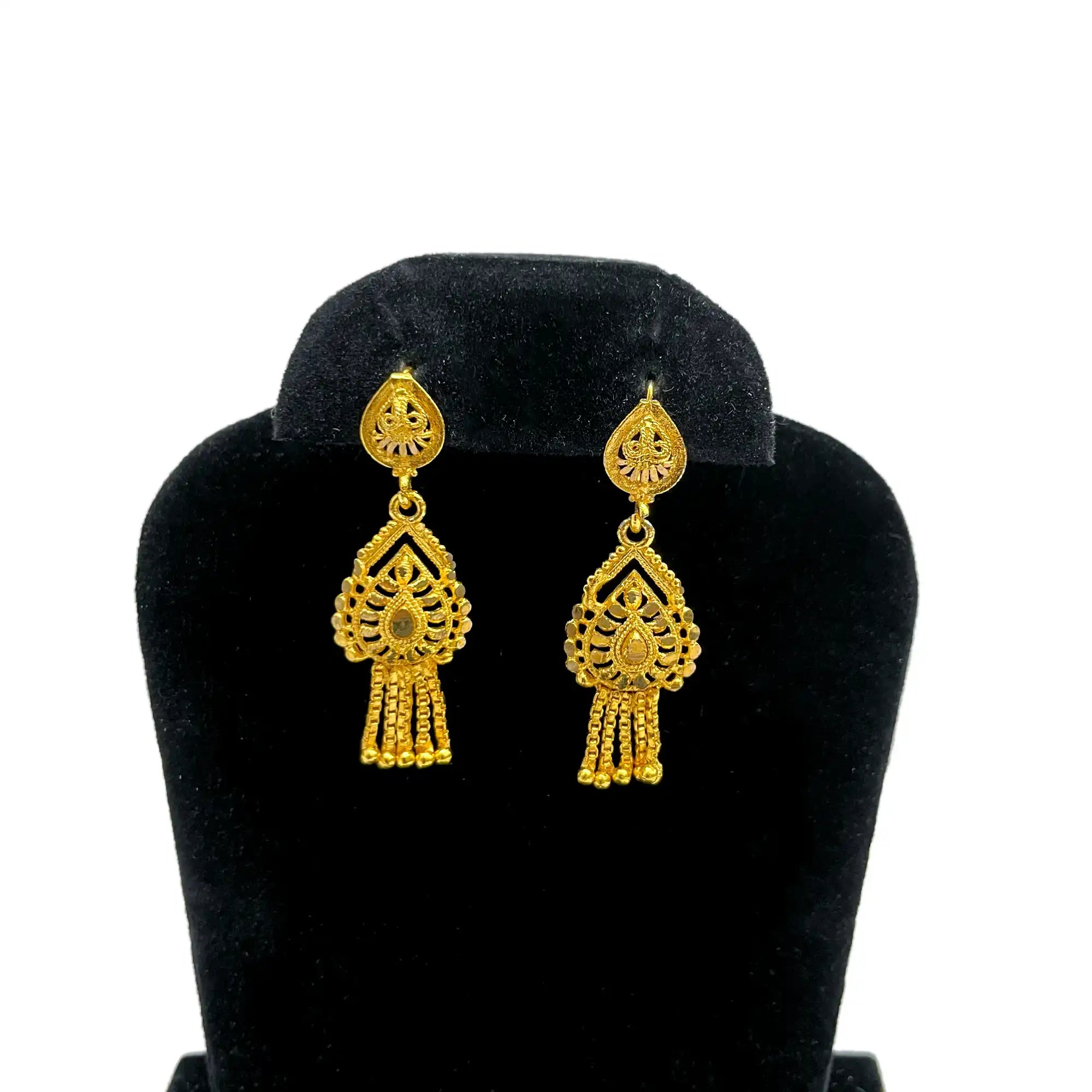 Gold Earrings With Leaf Design IJMGE 11