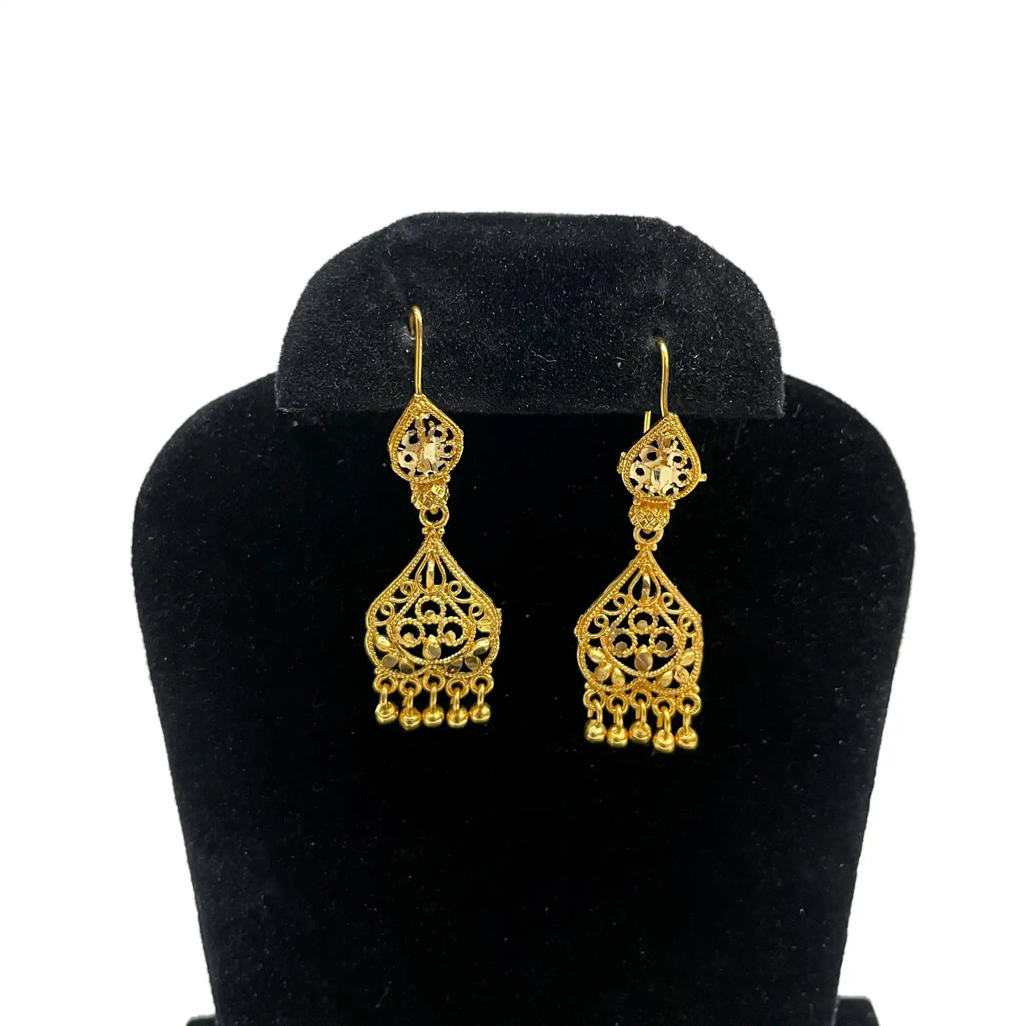 gold drop earrings, floral earring, party wear, traditional earrings