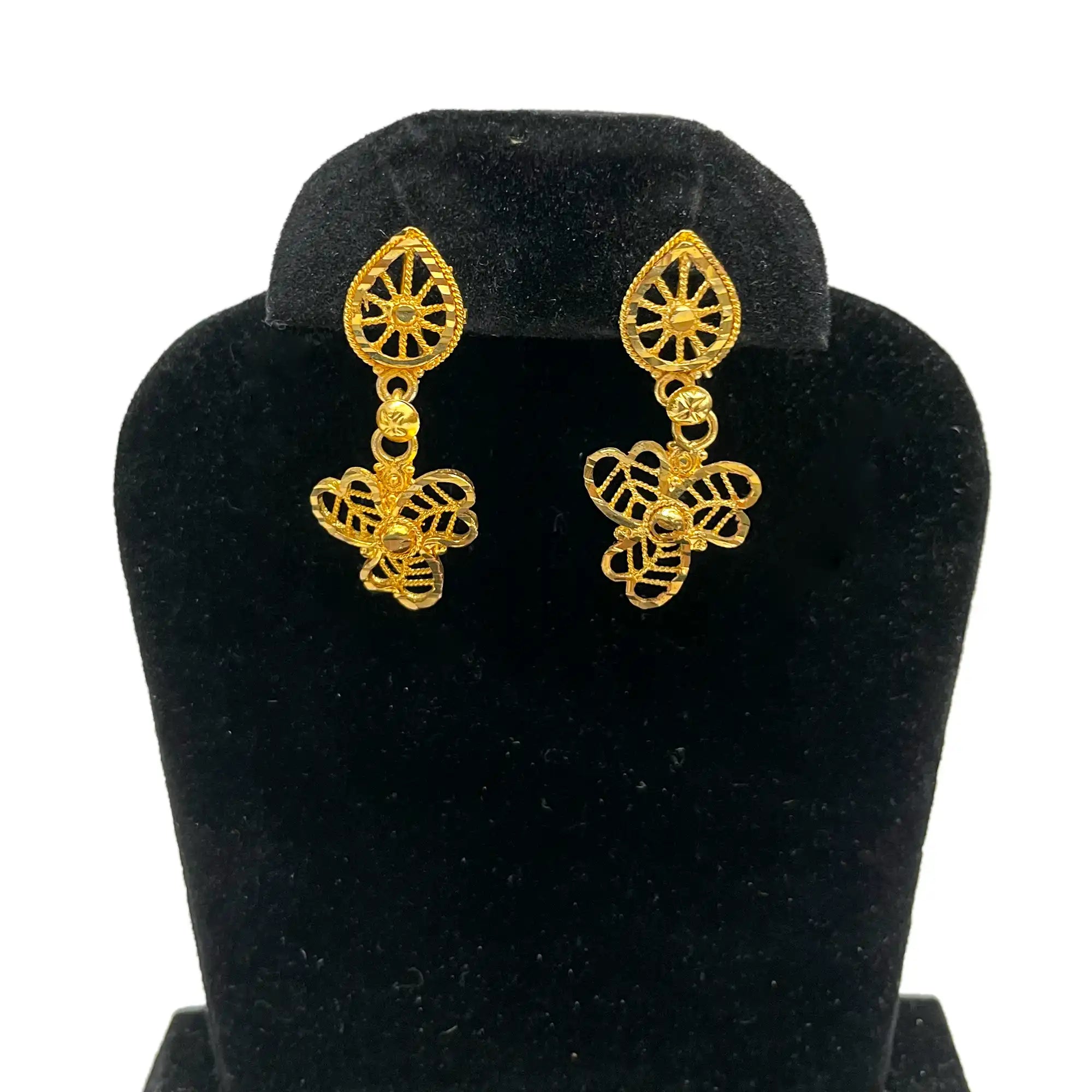 floral earrings, gold flower earrings, handmade earrings