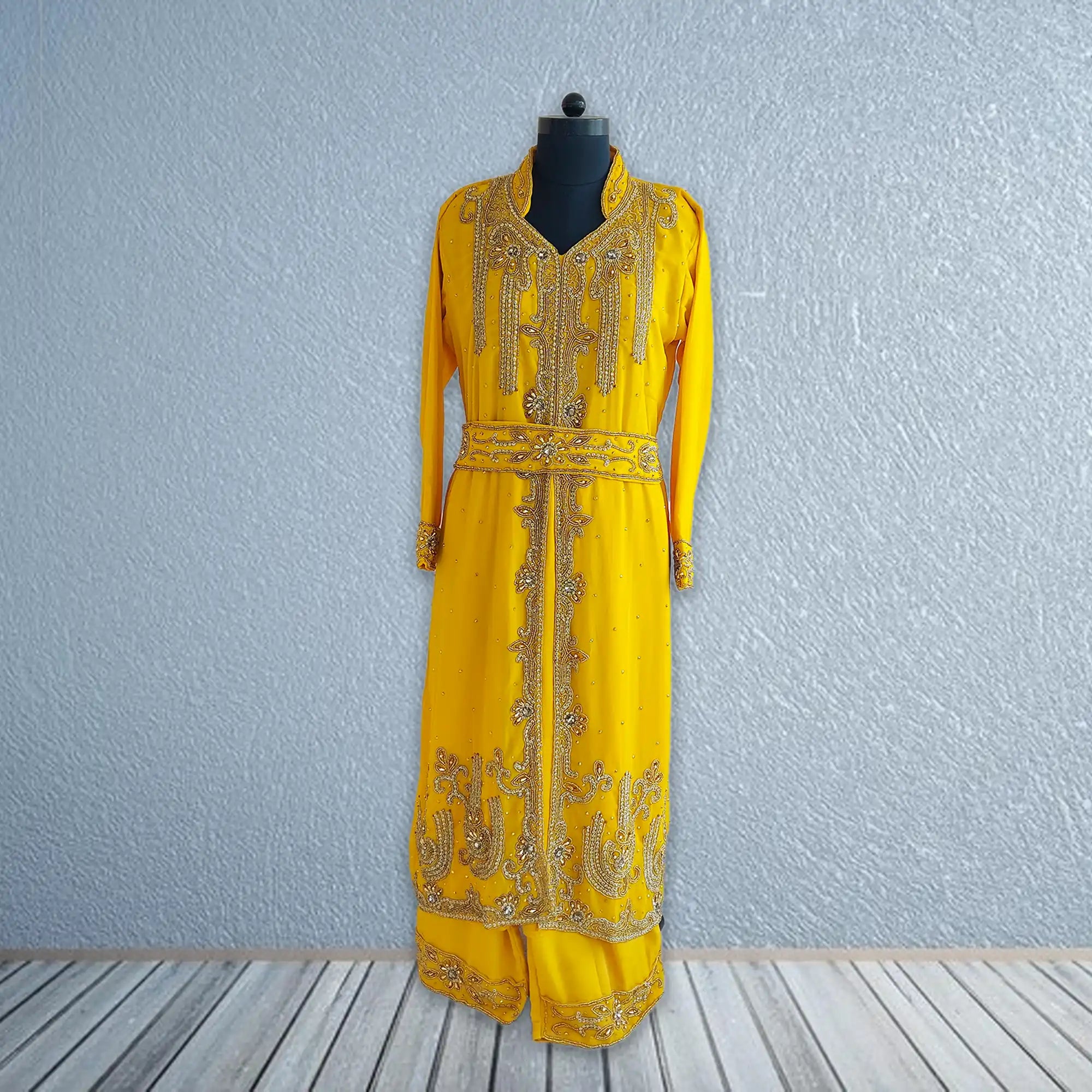 dusky yellow kaftan dress