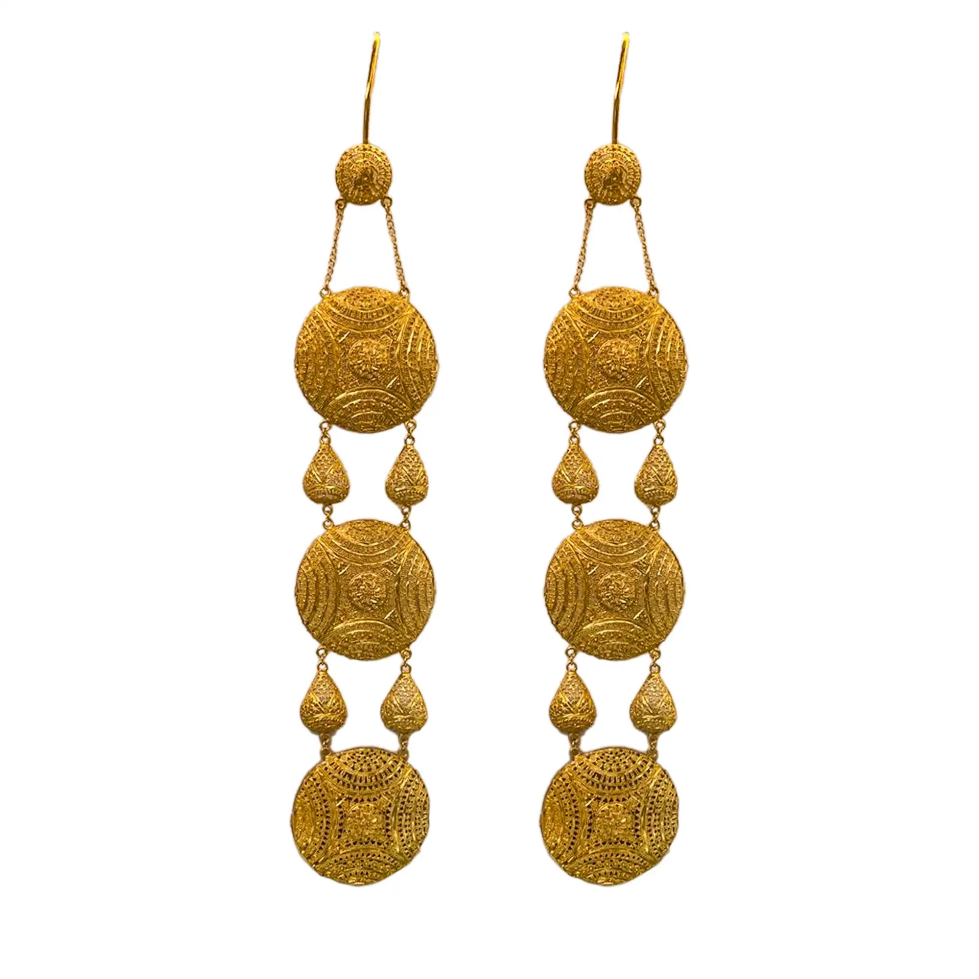 Gold-Plated Earrings, Gold-Plated Jewelry, Bridal Jewelry, Extra Large Statement Earrings, Indian Jewelry Mall