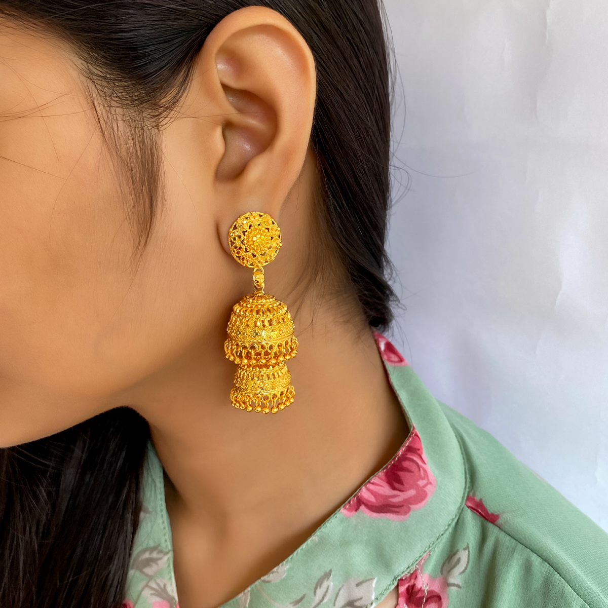 Gold Plated Jhumki Earrings KE 14