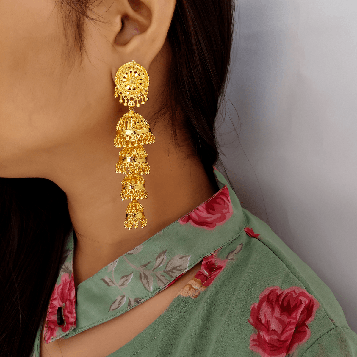 Gold Plated Jhumki Earrings KE 13