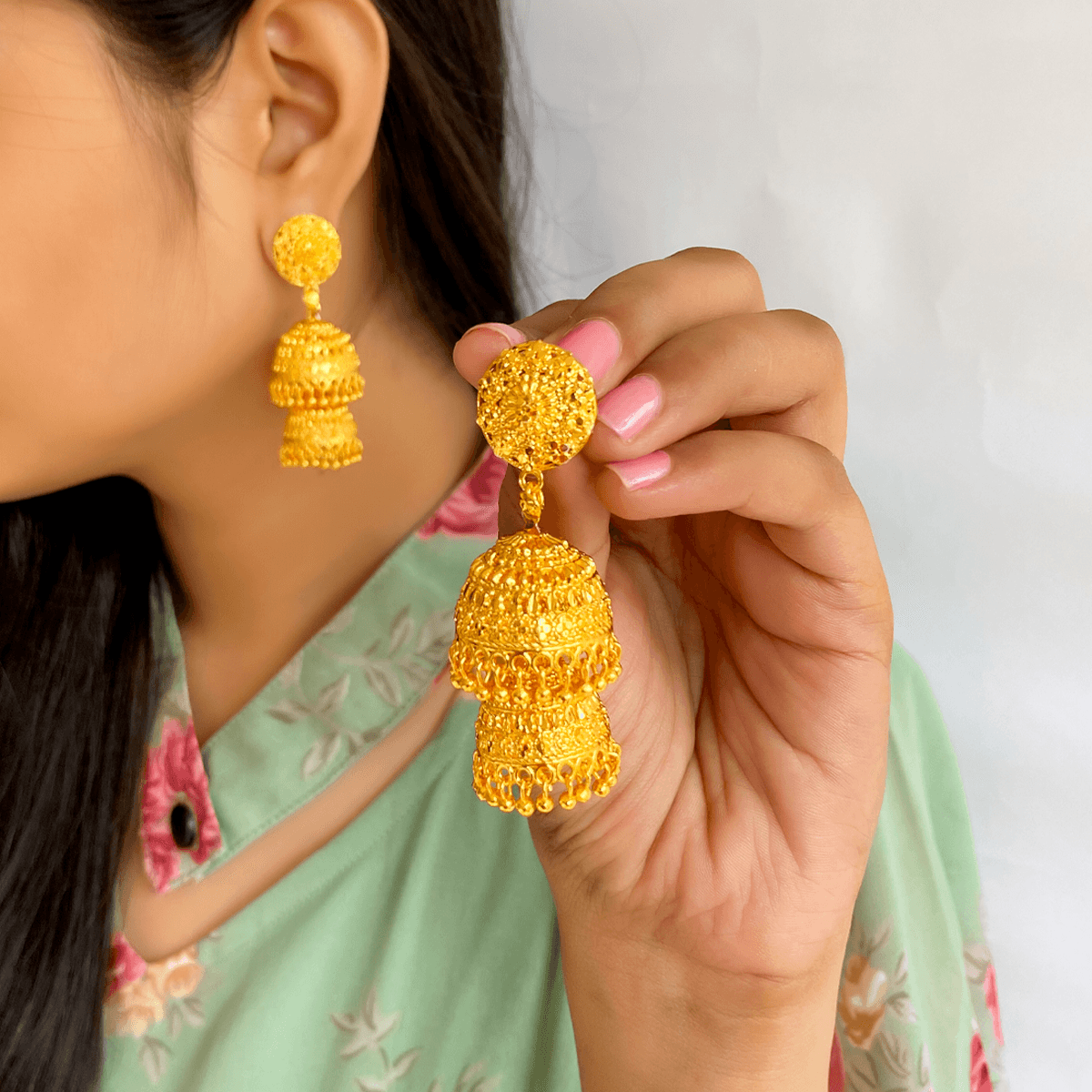 Gold Plated Jhumki Earrings KE 14