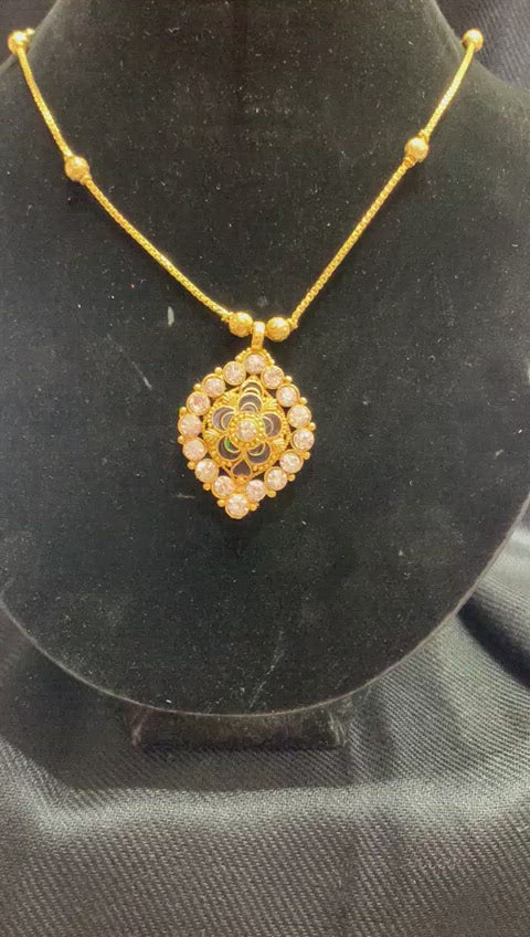 Gold Plated Stones Pendant Necklace