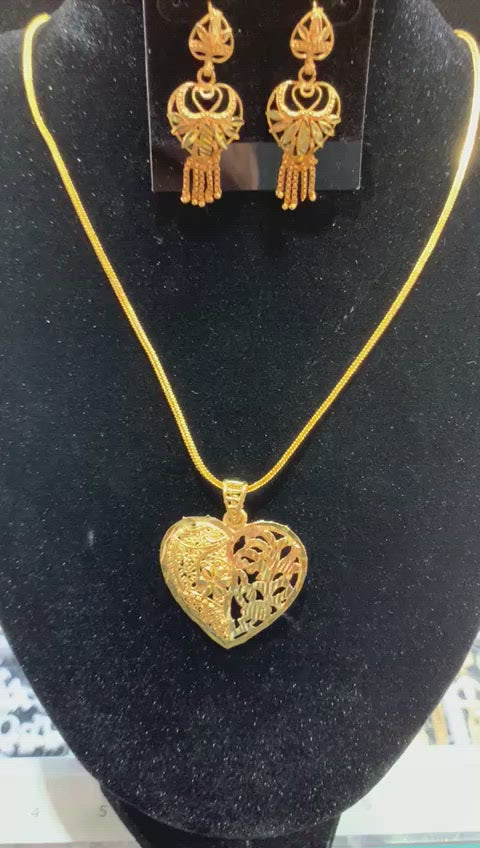 24 Karat Gold Plated Necklace with Earrings
