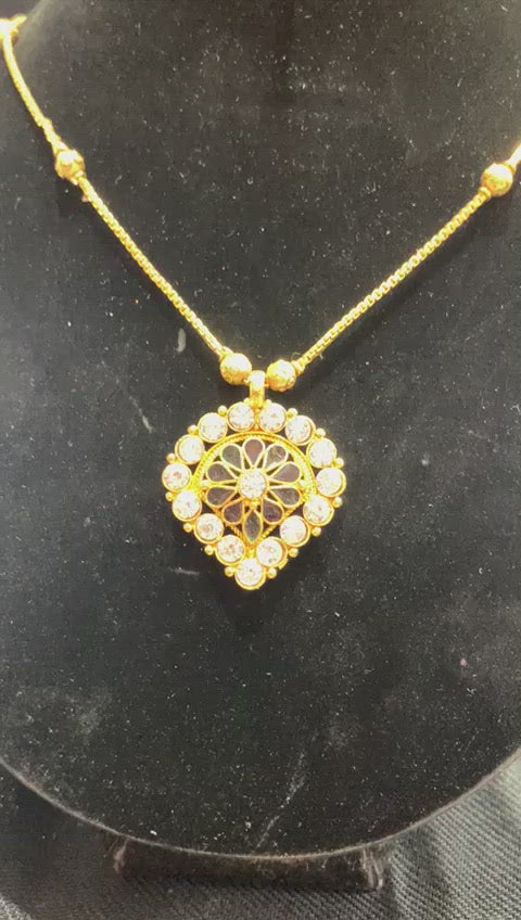Gold Plated Stones Pendant Necklace
