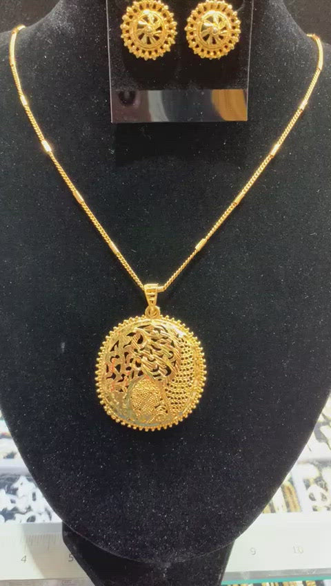 Gold Plated Necklace with Earrings 