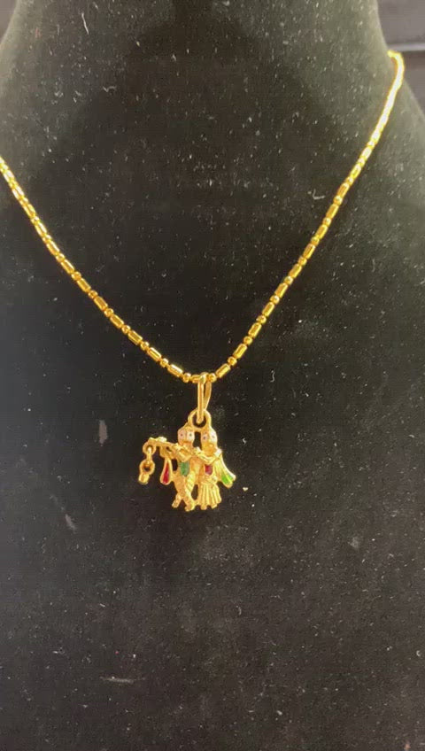Gold Plated 'RADHA KRISHAN' Pendant Necklace 