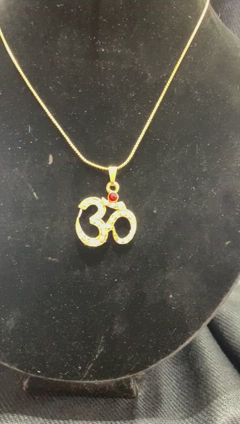 Gold Plated 'OM' Pendant Necklace
