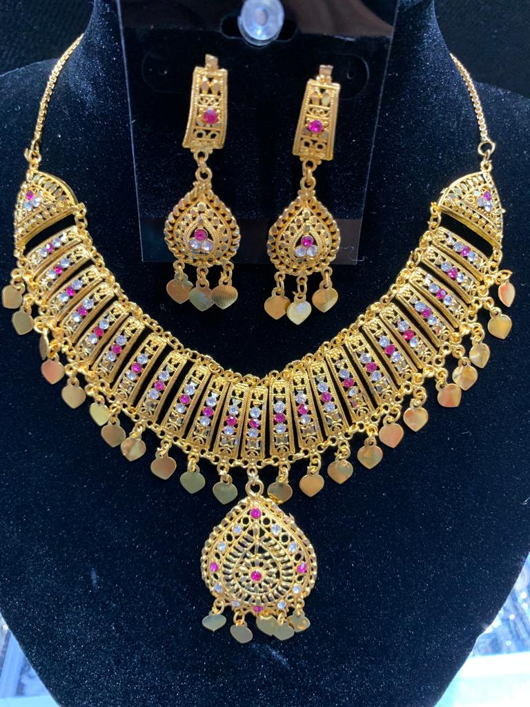 Gold Plated Necklace with Earrings