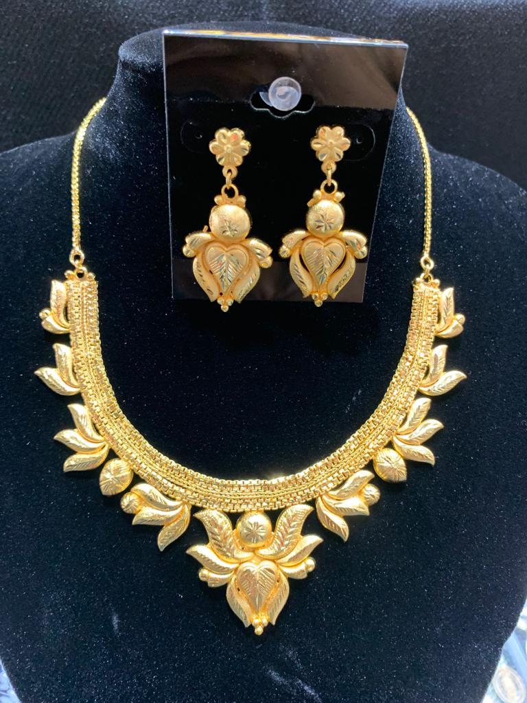 Gold Plated Necklace with Earrings