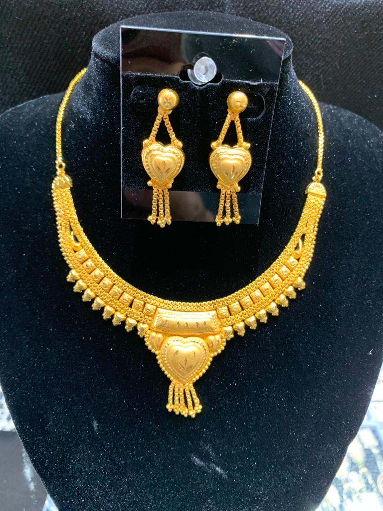 24 Karat Gold Plated Necklace with Earrings 