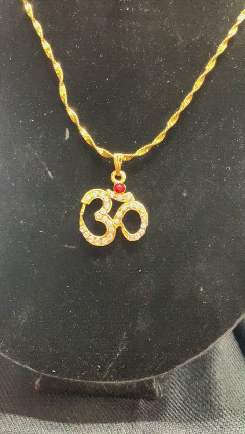 Gold Plated 'OM' Pendant Necklace
