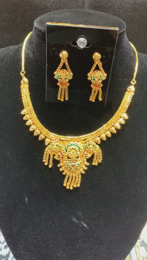 24 Karat Gold Plated Necklace with Earrings