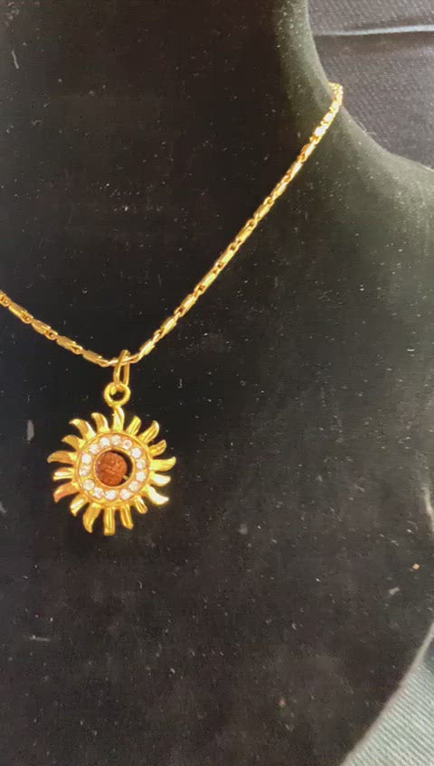 Gold Plated 'SUN' Pendant Necklace