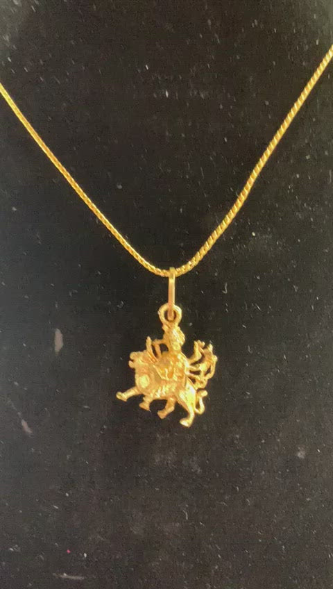 Gold Plated 'MAA DURGA' Pendant Necklace